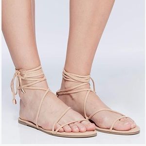 Ankle wrap nude sandals - size 6